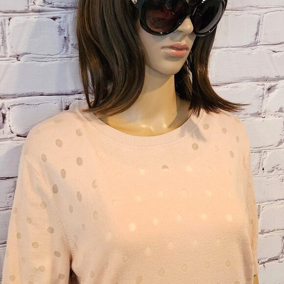 KARL LAGERFELD PARIS - Blush pink polka dot short sleeve sweater - Picture 6 of 10